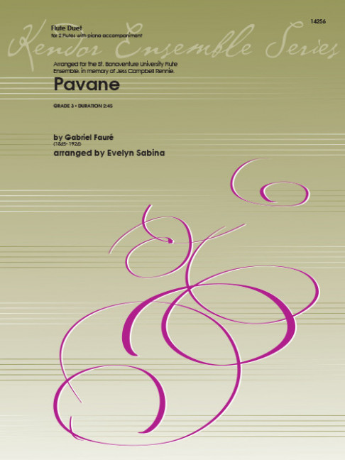 Pavane, for 2 flutes and piano, Score and parts