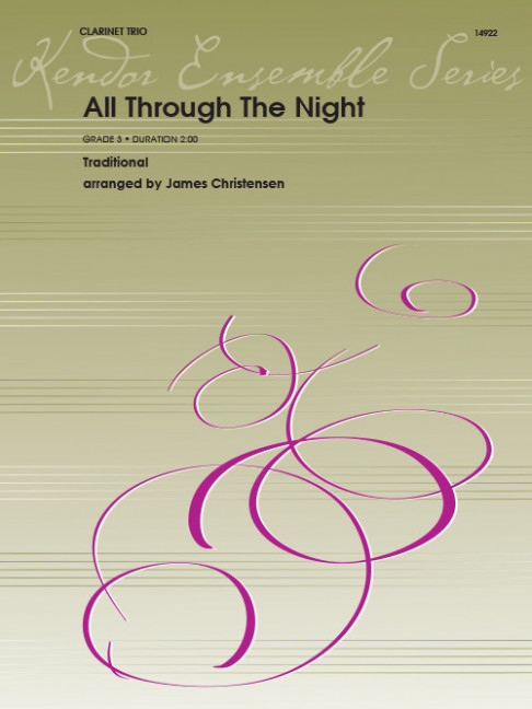 All Through The Night, Traditional, for 3 clarinets, Score and parts