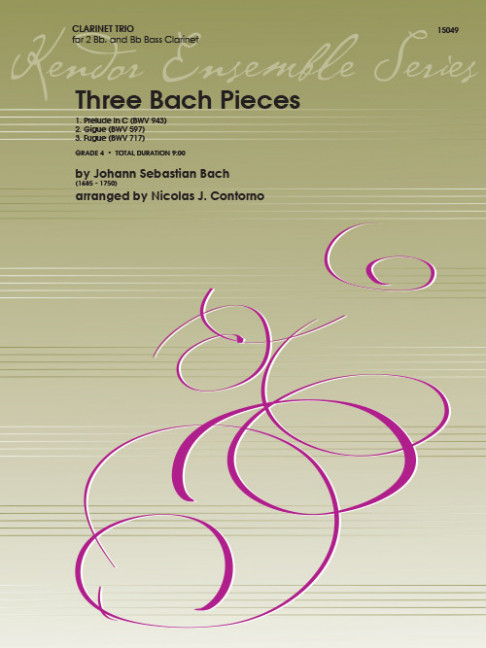 Three Bach Pieces, for 3 clarinets, Score and parts