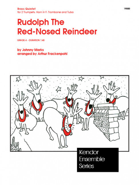 Rudolph The Red-Nosed Reindeer, for 5 brass instruments, Score and parts