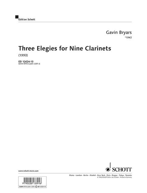 Three Elegies for Nine Clarinets, Set of parts