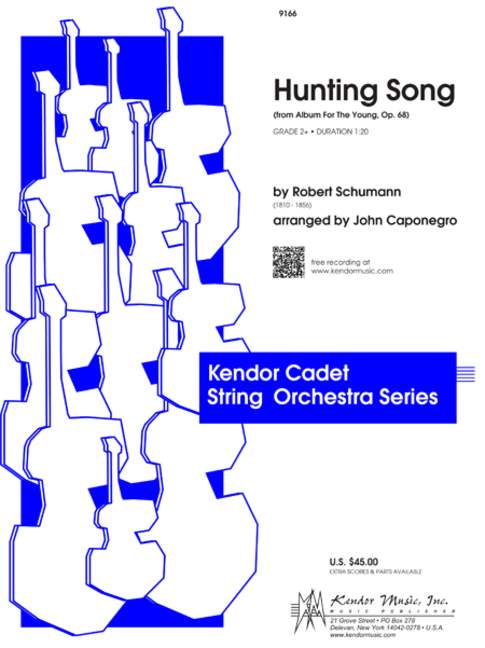 Hunting Song, from Album For The Young, op. 68, for string orchestra and piano, Score and parts