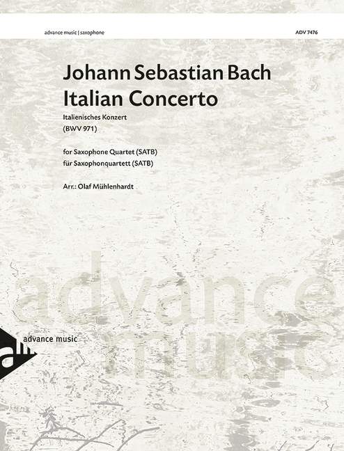 Italian Concerto BWV 971, for 4 saxophones (SATBar), Score and parts