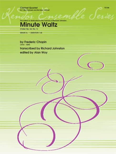 Minute Waltz op. 46, No. 1, for 3 clarinets in Bb, 1 bass clarinet, Score and parts