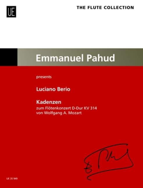Cadenzas to Flute Concerto by Wolfgang A. Mozart KV 314, Emmanuel Pahud presents, Score