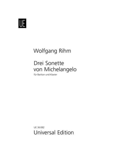 Three Sonnets by Michelangelo, translated by Rilke, for baritone and piano, Score