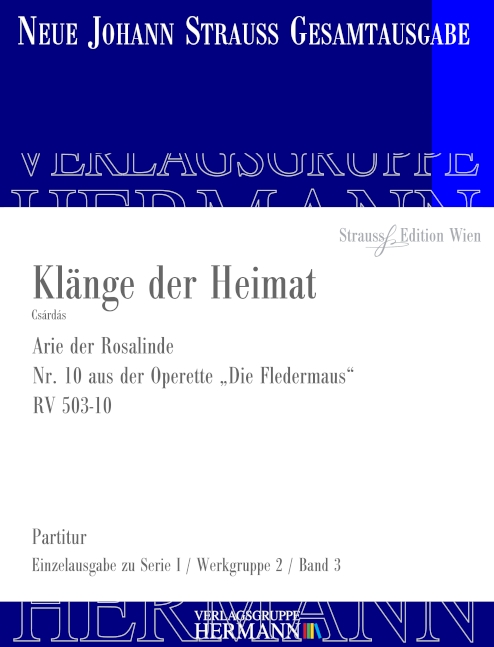 Die Fledermaus - Klänge der Heimat (Nr. 10) RV 503-10, Arie der Rosalinde, for soprano and orchestra, Score