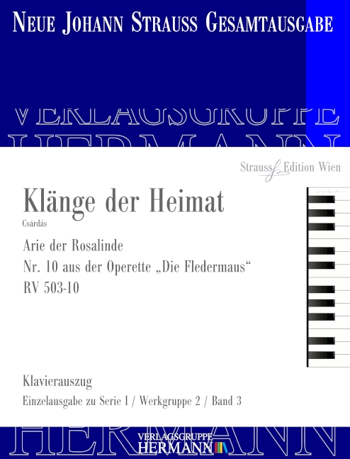 Die Fledermaus - Klänge der Heimat (Nr. 10) RV 503-10, Arie der Rosalinde, for soprano and orchestra, Piano reduction