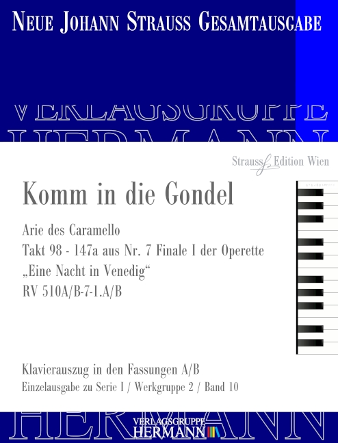 Komm in die Gondel RV 510A/B-7-1.A/B, Arie des Caramello - Nr. 7 (Ausschnitt) aus Eine Nacht in Venedig, Piano reduction