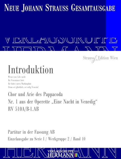 Eine Nacht in Venedig - Introduktion (Nr. 1) RV 510A/B-1.AB, Chor und Arie des Pappacoda, for tenor, choir and orchestra, Score