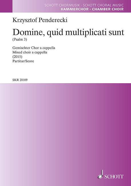 Domine quid multiplicati sunt, (Psalm 3), for mixed choir a cappella, Choral score