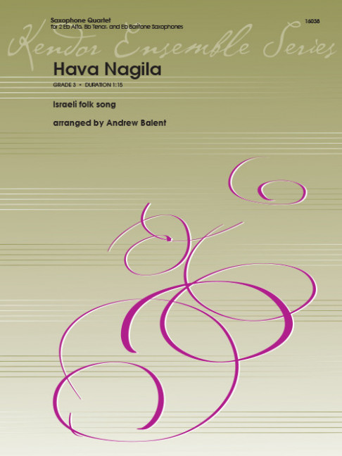 Hava Nagila, Traditional, for 4 saxophones (AATBar), Score and parts