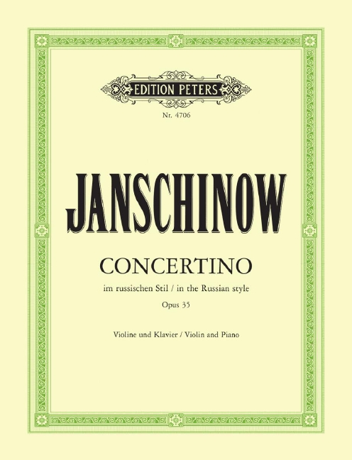 Concertino im russischen Stil op. 35, for violin and piano, Piano reduction. 9790014031312