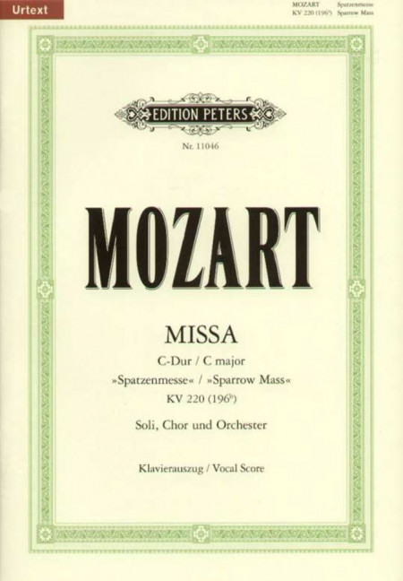Missa C-Dur KV 220, Spatzenmesse, for soloists, mixed choir (SATB) and orchestra, Piano reduction