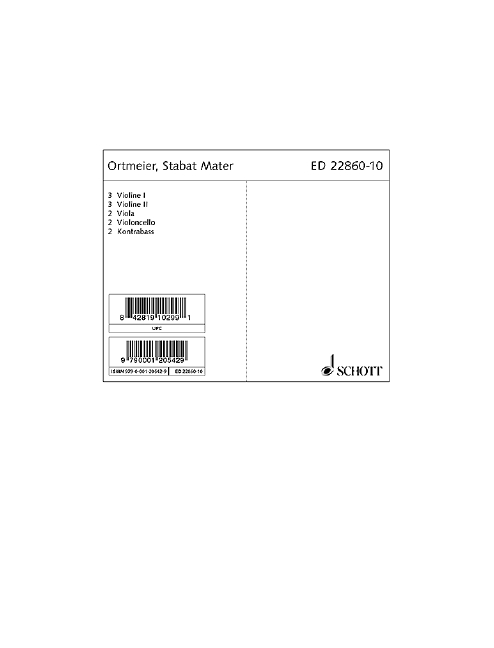 Stabat Mater, for soprano solo, mixed choir (SATB) and string orchestra, Set of parts