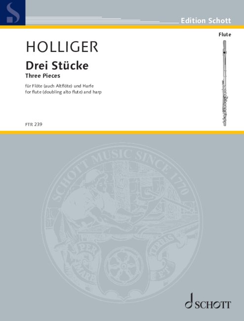 Drei Stücke, für Flöte (auch Altflöte) und Harfe, Score and parts