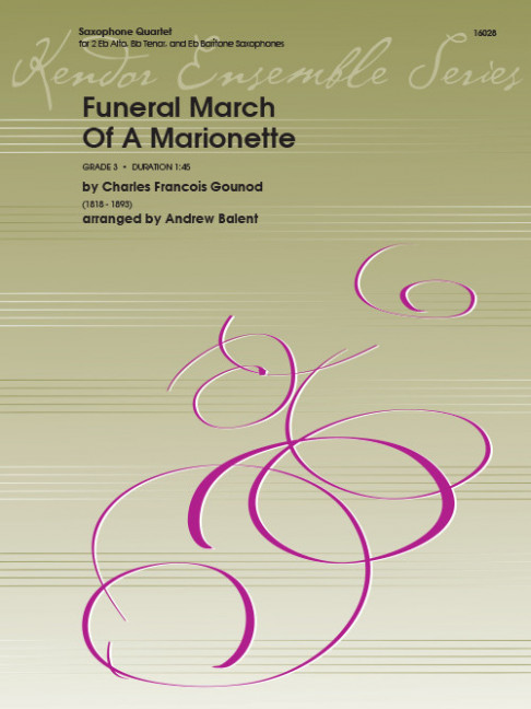 Funeral March of a Marionette, for 4 saxophones (AATBar), Score and parts