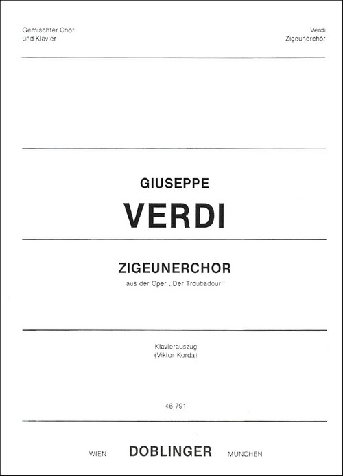 Zigeunerchor, aus Troubadour, for mixed choir and piano, Piano reduction