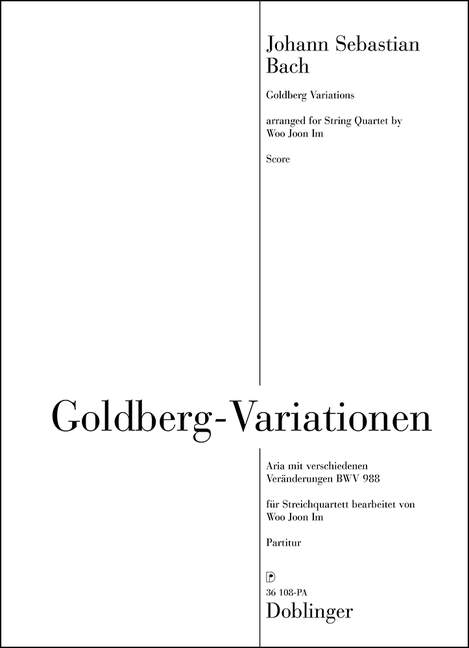Goldberg-Variationen, Aria mit verschiedenen Veränderungen BWV 988, for string quartet, Score