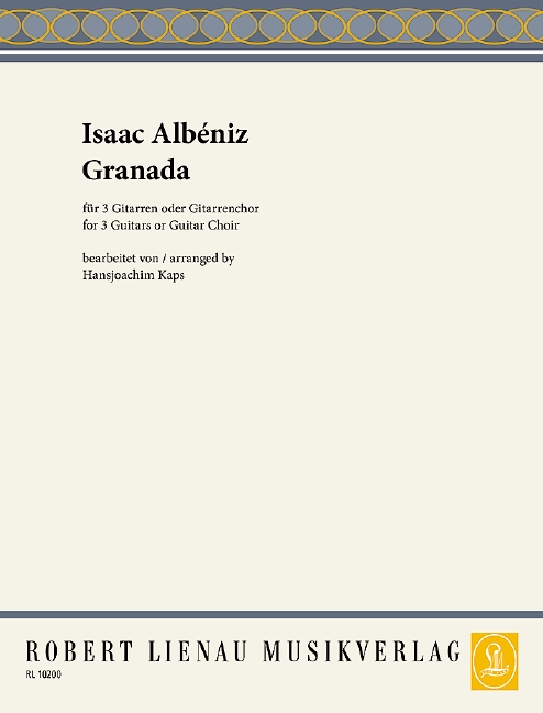 Granada, (aus der Suite espanola Nr. 1), for 3 guitars (guitar ensemble), Score and parts
