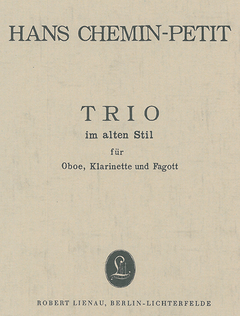 Trio in the Traditional Style, for oboe, clarinet and bassoon, Miniature score