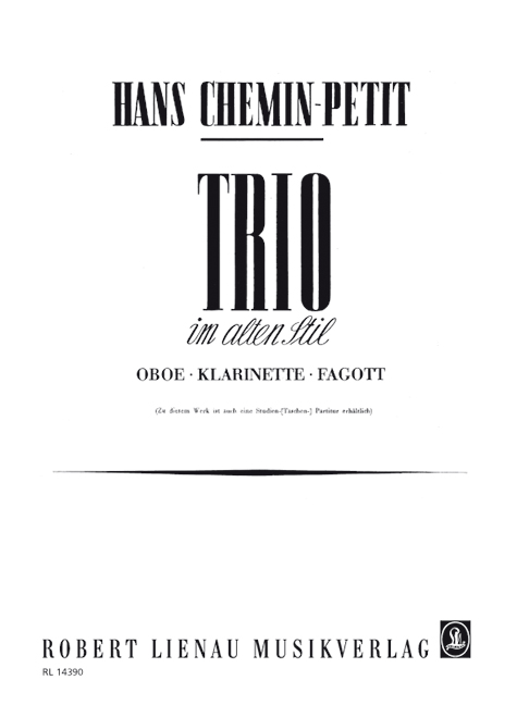 Trio in the Traditional Style, for oboe, clarinet and bassoon, Set of parts