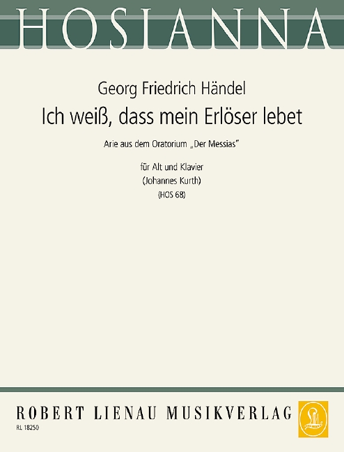 Ich weiß, dass mein Erlöser lebet, Arie aus dem Oratorium Der Messias, for alto and piano
