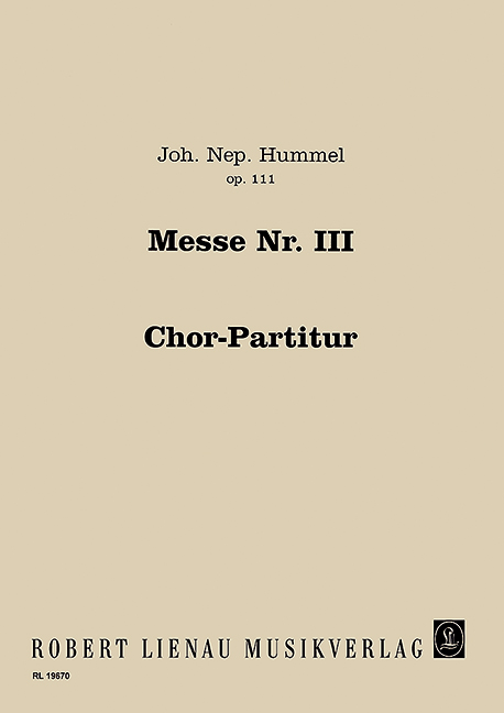 Mass No. 3 in D major op. 111b, for mixed choir (SATB) and orchestra, Choral score