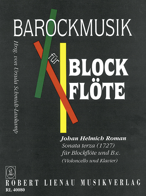Sonata terza, for descant recorder and basso continuo (cello and piano), Score and parts