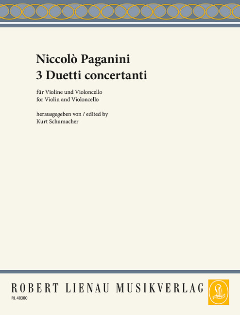 3 Duetti concertanti, for violin and cello, Score and part