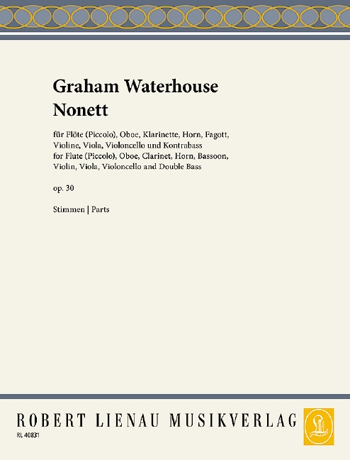Nonet op. 30, for flute, oboe, clarinet, horn, bassoon, violin, viola, cello and double bass, Set of parts