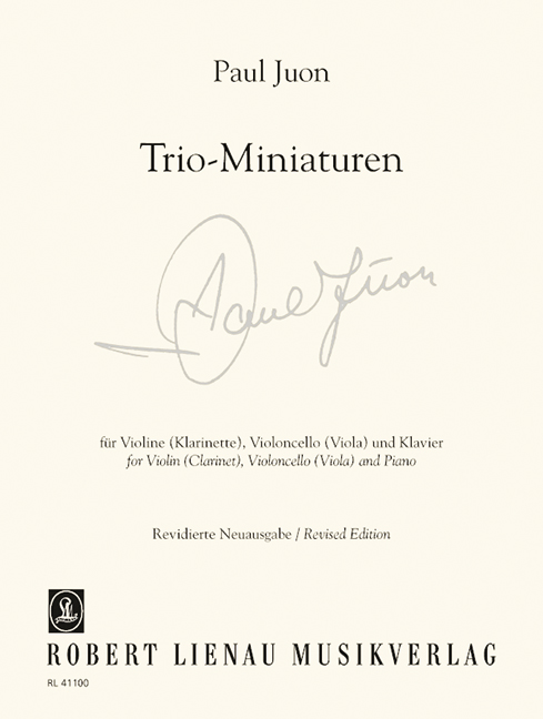 Trio Miniatures, from op. 18 and op. 24, for violin (clarinet), cello (viola) and piano, Score and parts