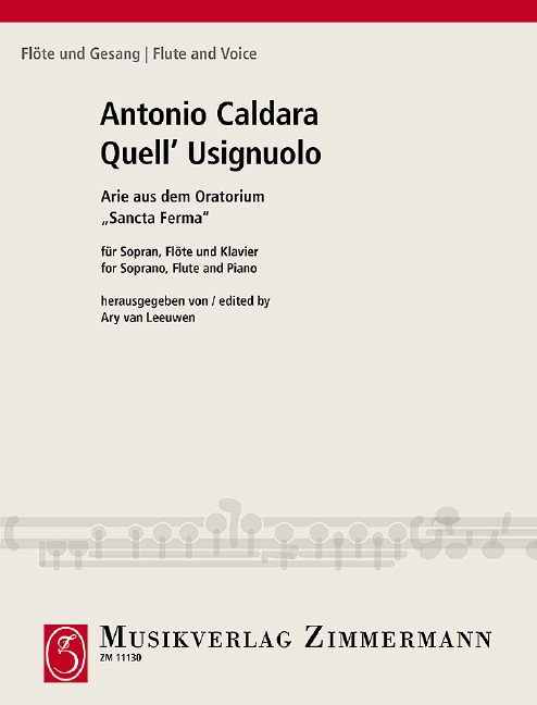 Quell?Usignuolo, Arie aus dem Oratorium Sancta Ferma, for soprano, flute and piano, Score and parts