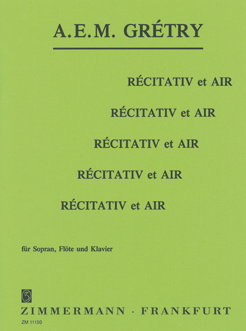 Récitativ et Air, for soprano, flute and piano, Score and parts
