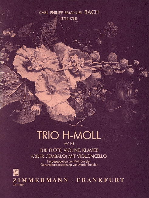 Trio B minor WV 143, for flute, violin and piano (harpsichord) with cello, Score and parts