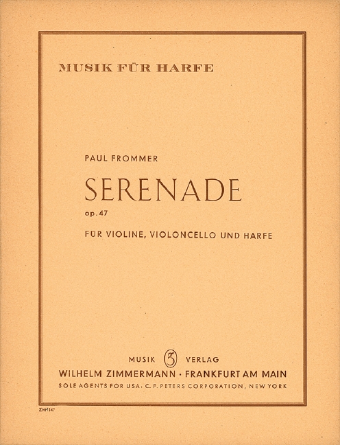 Serenade op. 47, for violin, cello and harp, Score and parts