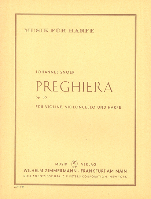 Preghiera op. 35, for violin, cello and harp, Score and parts