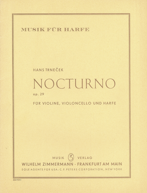 Nocturno op. 29, for violin, cello and harp, Score and parts
