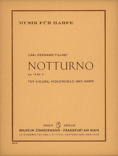 Notturno op. 14/1, for violin, cello and harp, Score and parts