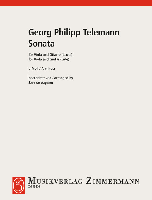 Sonata A minor, for viola and guitar (lute), Performing score