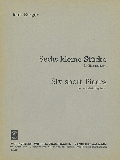 Six short Pieces, for wind quintet (flute, oboe, clarinet in Bb, horn in F and bassoon), Set of parts