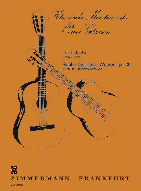 Six Country Waltzes on Classical Motifs op. 39, for 2 guitars, Performing score