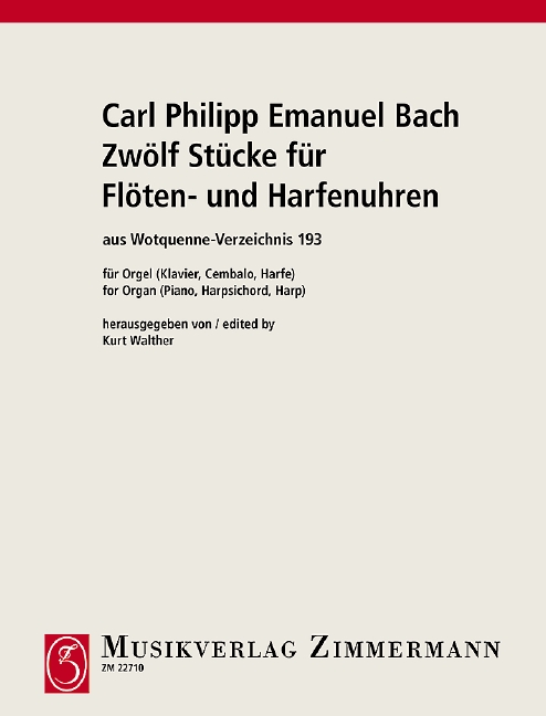 Zwölf Stücke für Flöten- und Harfenuhren, aus Wq 193, for organ (piano, harpsichord, harp)