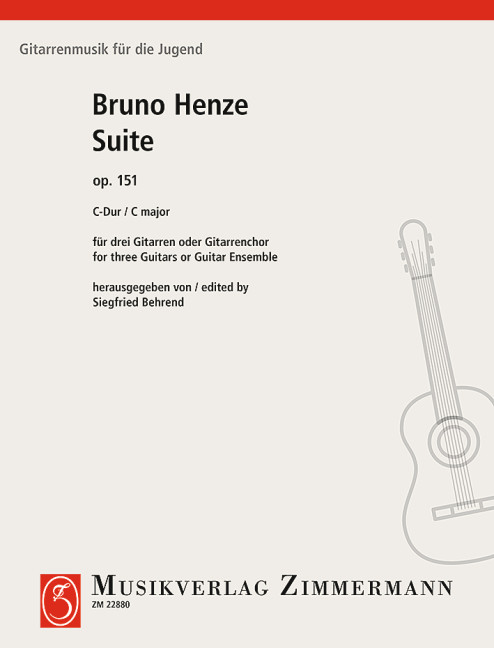 Suite C major op. 151 29, for 3 guitars or guitar ensemble, Score and parts
