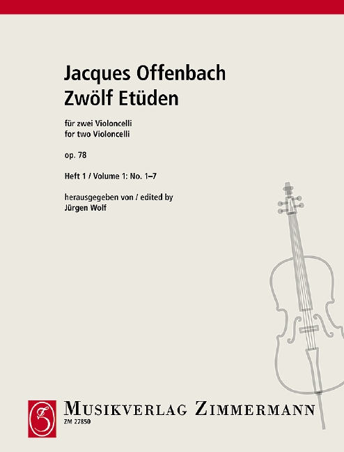 Twelve Etudes op. 78 Book 1, No. 1-7, for 2 cellos, Score (also performing score)