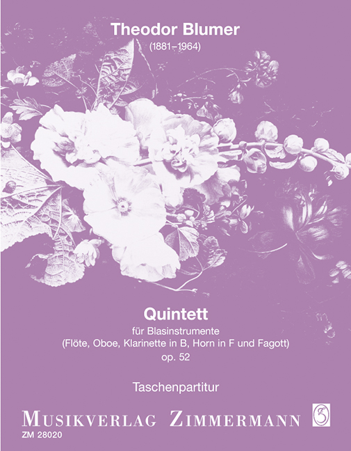 Quintet op. 52, for flute, oboe, clarinet in Bb, horn in F and bassoon, Miniature score