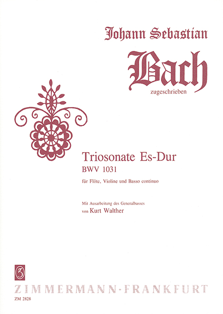 Triosonata E-flat major BWV 1031, (attributed to Bach), for flute, violin and basso continuo, Score and parts