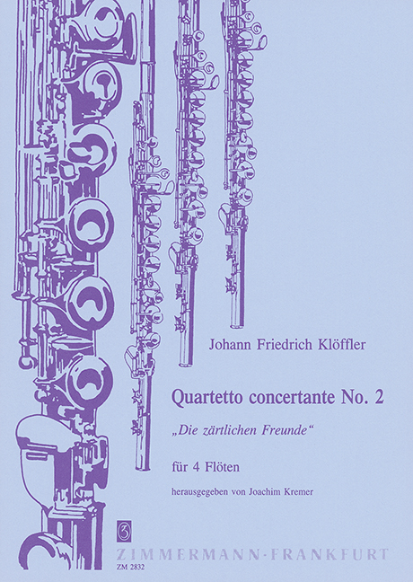 Six Quartetti concertanti, Nr. 2: Die zärtlichen Freunde, for 4 flutes, Score and parts
