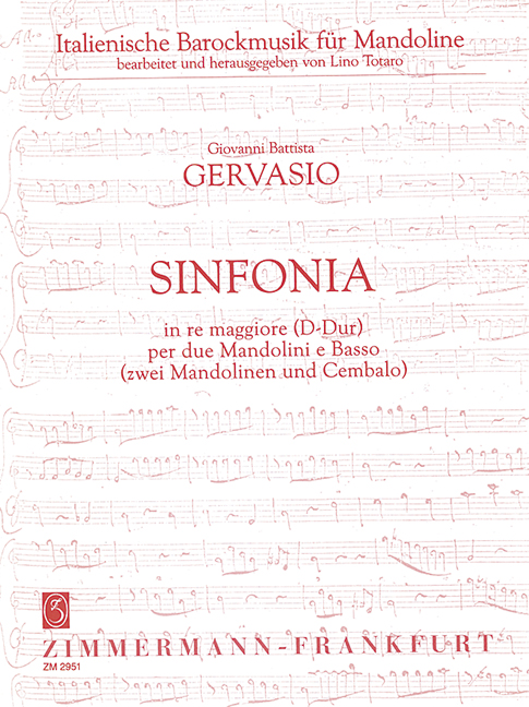 Sinfonia D major, for 2 mandolines and harpsichord, Score and parts