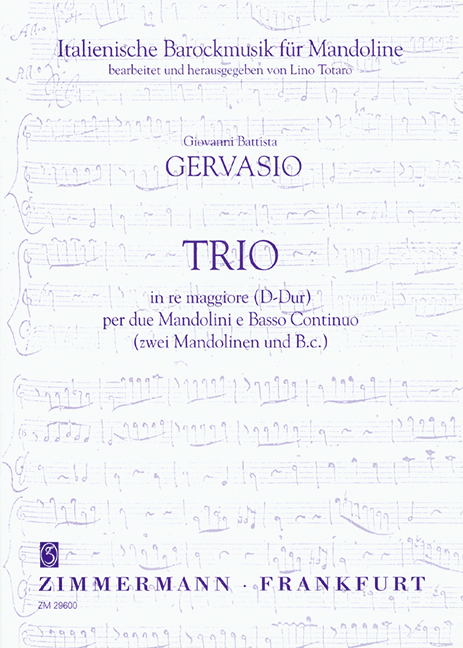 Trio D major, for 2 mandolines and basso continuo, Score and parts